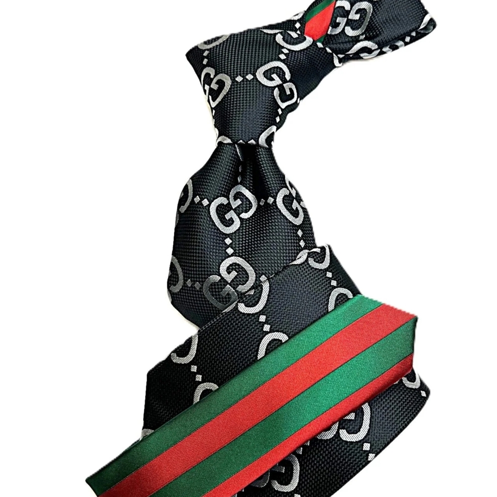 Gucci Black and Green Patterned Men's Tie